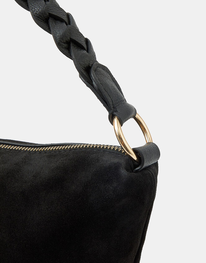 Braided Strap Suede Shoulder Bag, , large