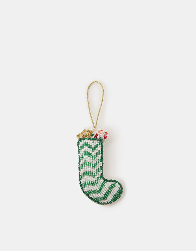 Beaded Stocking Christmas Tree Decoration, , large