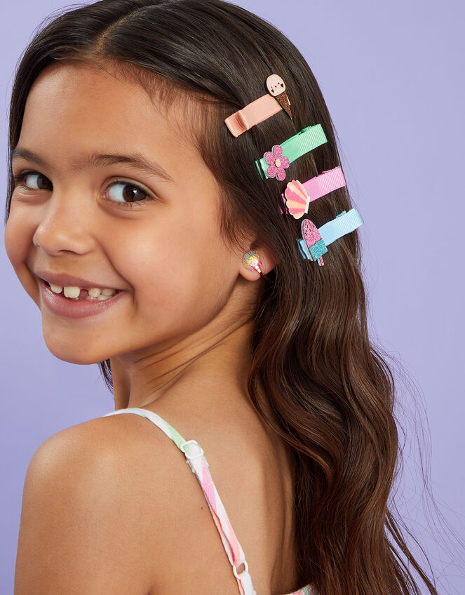 4-Pack Girls Ice Cream Hair Clips, , large