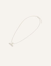Sterling Silver-Plated Sparkle T-Bar Necklace, , large