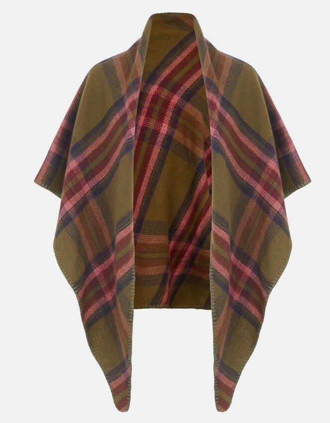 Blanket Check Poncho, , large