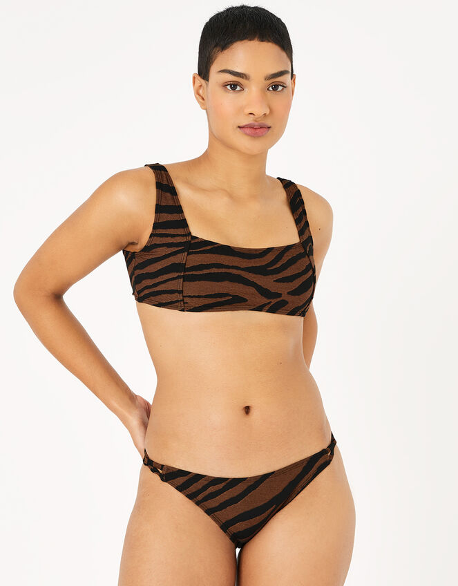 Tiger Square Neck Bandeau Bikini Top, Orange (RUST), large