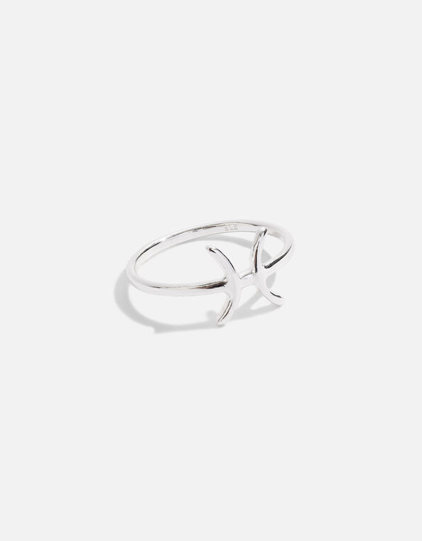 Sterling Silver Zodiac Pisces Ring  Silver, Silver (ST SILVER), large