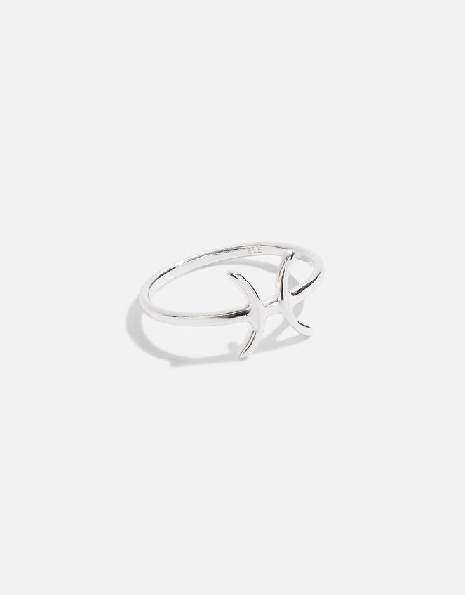 Sterling Silver Zodiac Pisces Ring , Silver (ST SILVER), large