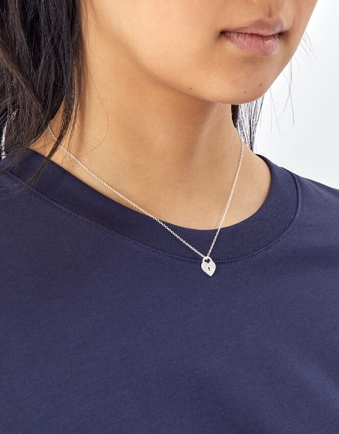 Sterling Silver Heart Locket Necklace, , large