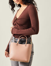 Smooth Faux Leather Handbag, , large