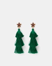 Christmas Tree Tassel Drop Earrings, , large