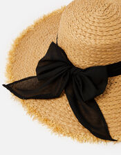 Frayed Edge Boater Hat , Natural (NATURAL), large