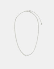 Sterling Silver-Plated Pearl Beaded Necklace, White (WHITE), large