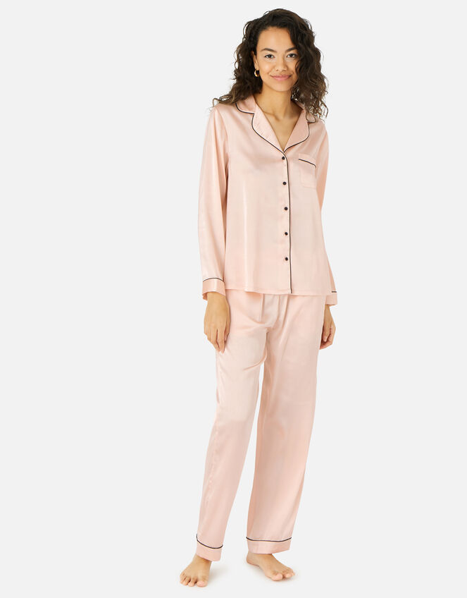 Satin Full Length Pyjama Set, Pink (PINK), large