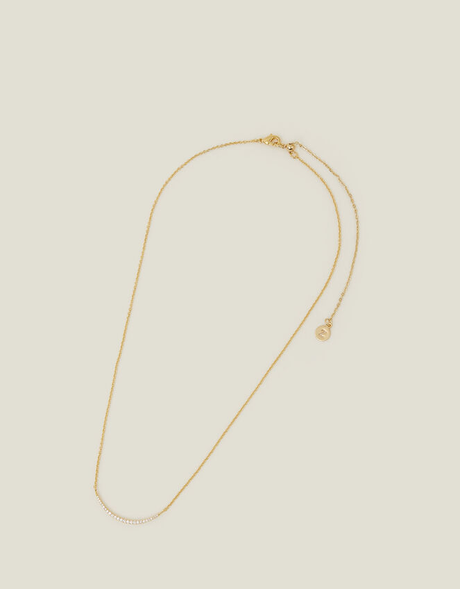 14ct Gold-Plated Curved Bar Necklace, , large