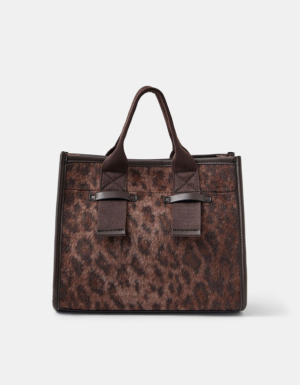 Leopard Print Faux Fur Handbag, , large