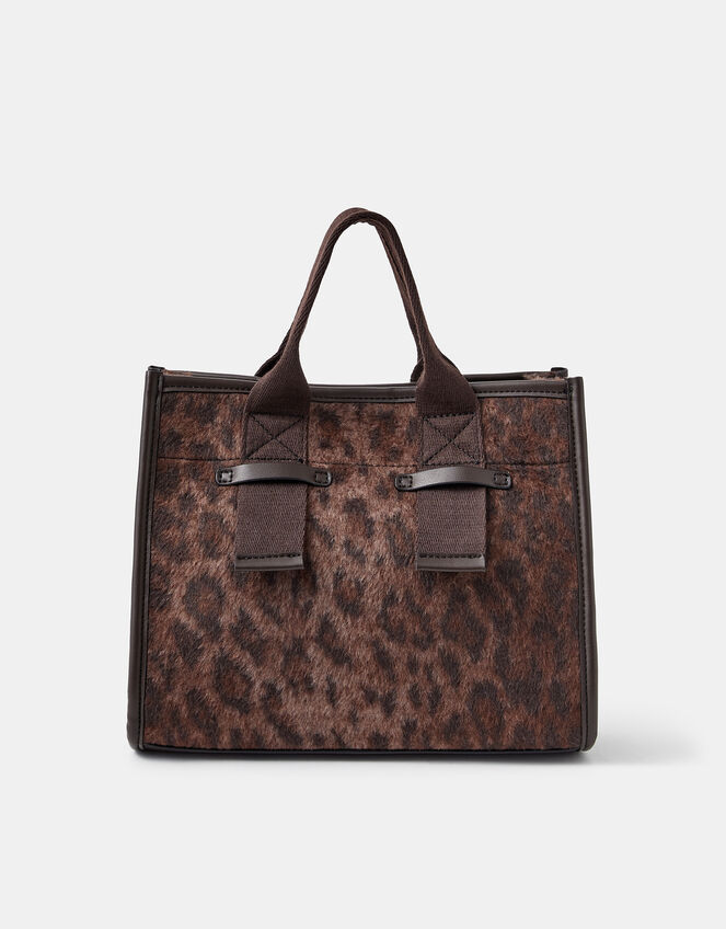 Leopard Print Faux Fur Handbag, , large