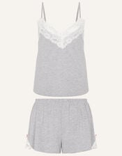 Lace Trim Short Pyjamas Set, Grey (GREY), large