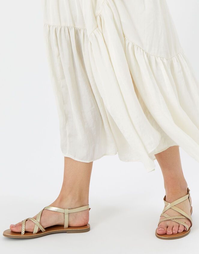 Tuscan Leather Plaited Sandals, Gold (GOLD), large