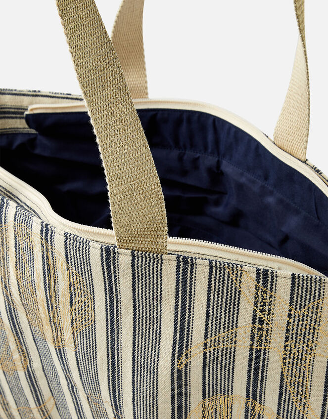 Seashell and Stripe Beach Bag, , large