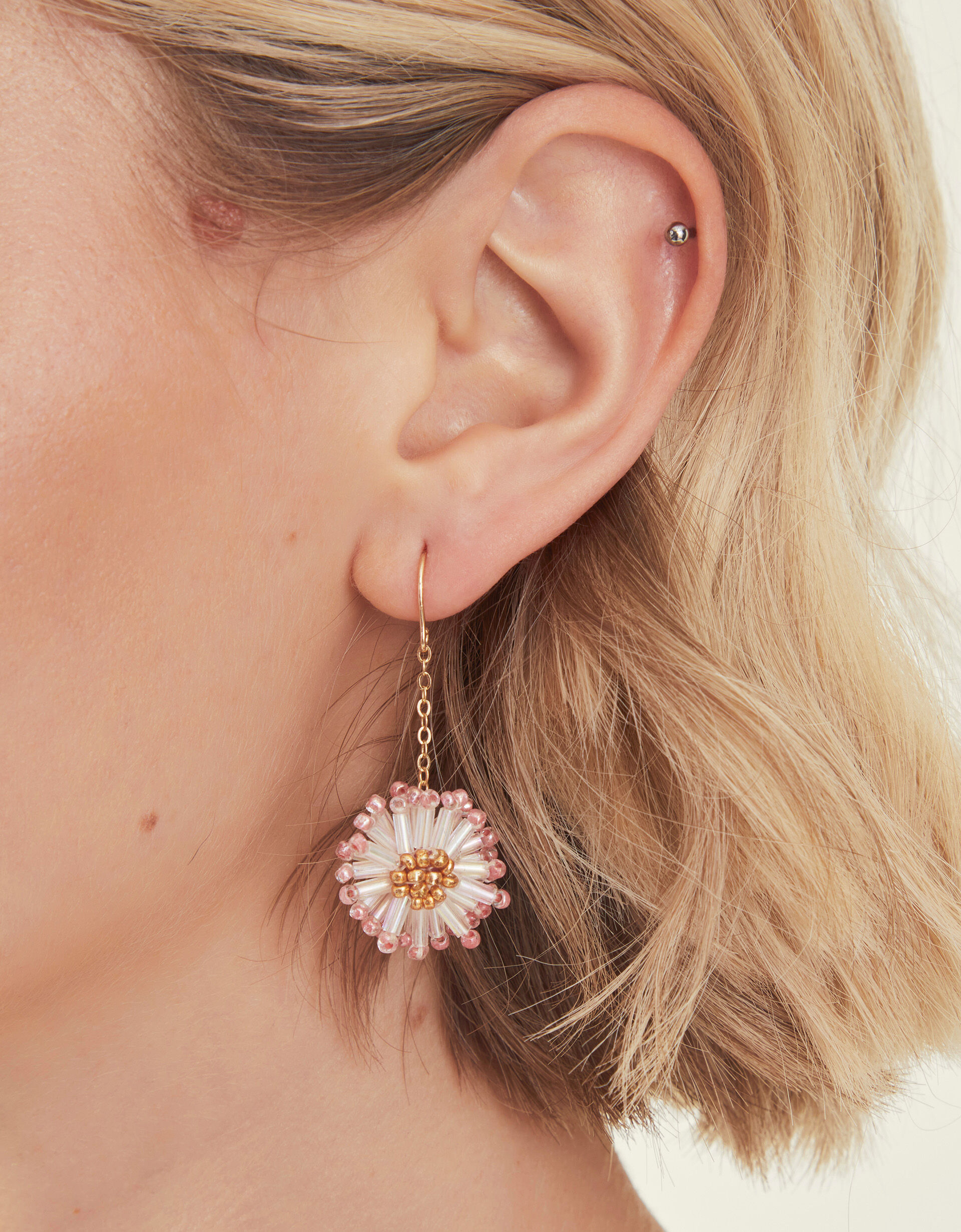 Bead Flower Drop Earrings