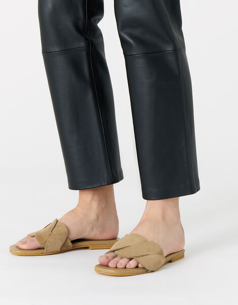 Twisted Leather Sandals Tan, Tan (TAN), large