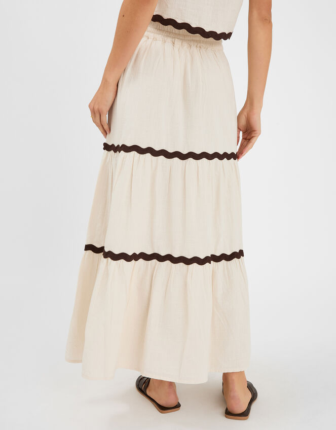 Ric Rac Tiered Maxi Skirt, Ivory (IVORY), large