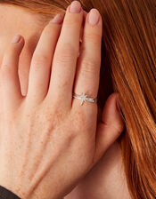 Sterling Silver Sparkle Star Ring Set of Two, White (ST CRYSTAL), large
