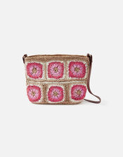 Crochet Raffia Cross-Body Bag, , large