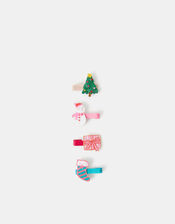 4-Pack Girls Christmas Hair Clips, , large