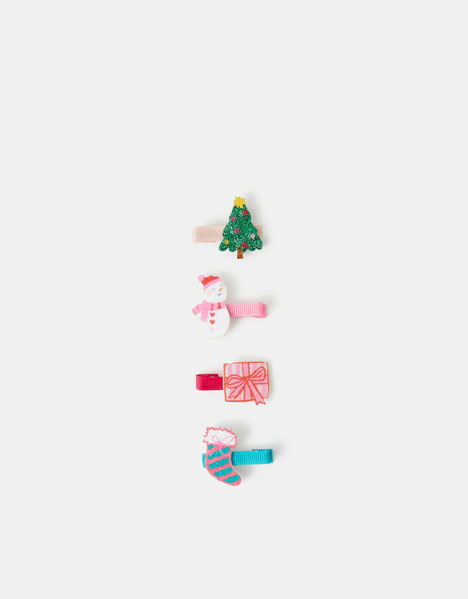 4-Pack Girls Christmas Hair Clips, , large