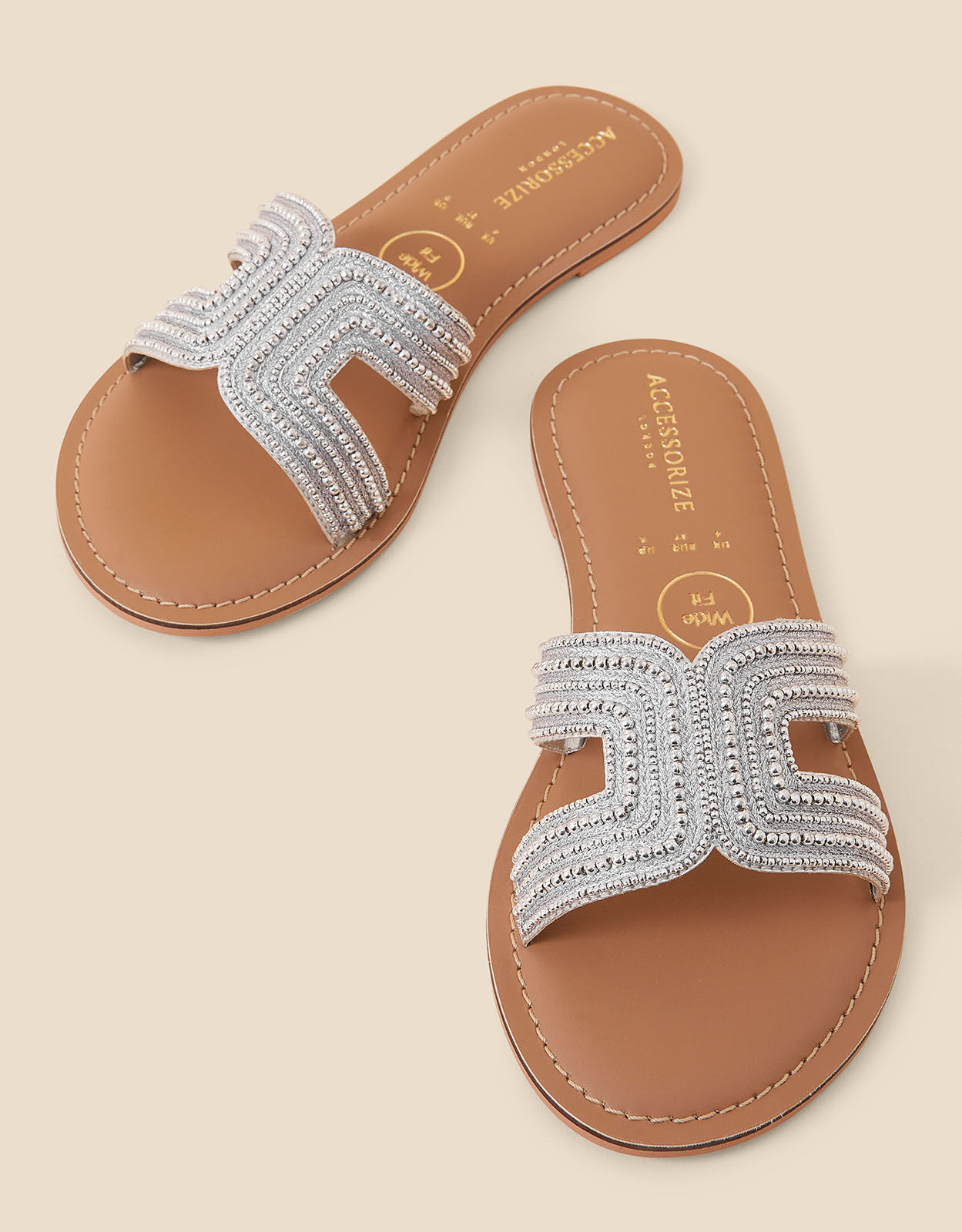 Silver flat sandals wide fit clearance