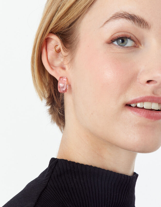 Chunky Resin Hoop Earrings Set of Two, , large