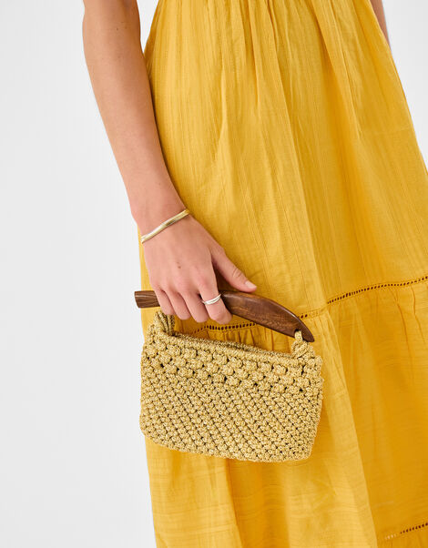 Fish Handle Woven Crossbody Bag, , large