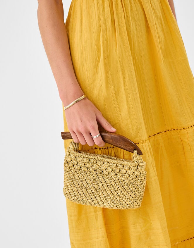 Fish Handle Woven Crossbody Bag, , large