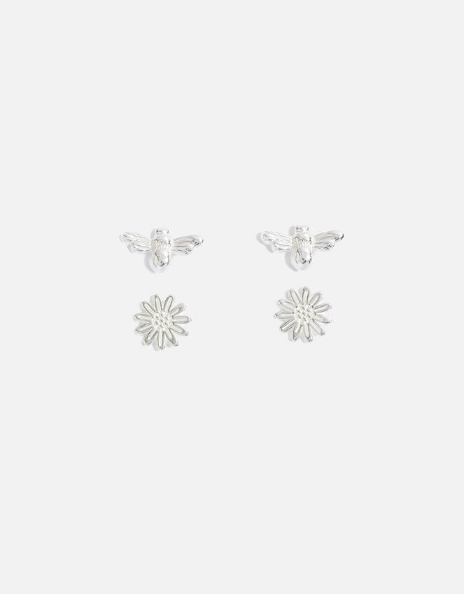 Sterling Silver Bee Stud Earring Set, , large