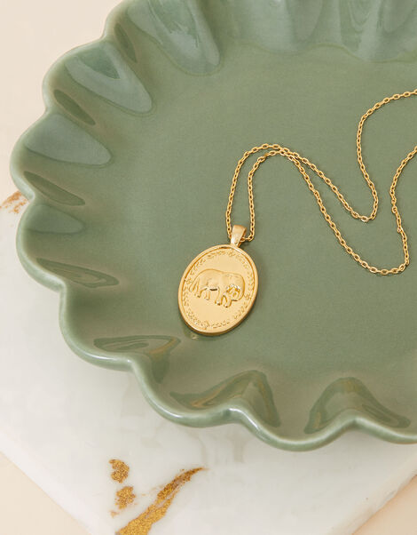 Gold-Plated Elephant Modern Heirloom Necklace, , large