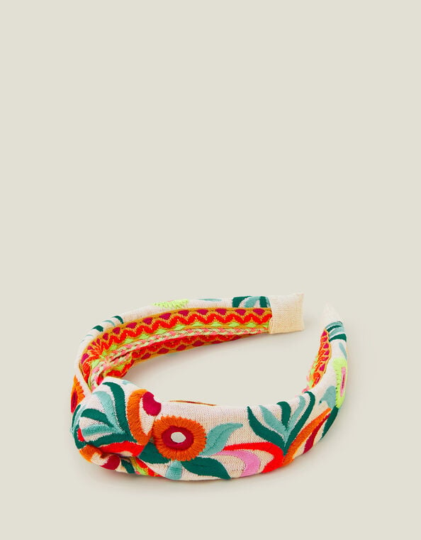 Floral Embroidered Headband, , large