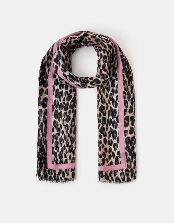 Lightweight Leopard Print Scarf, , large