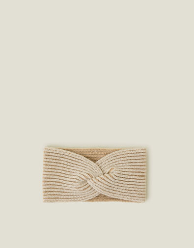 Twist Knit Bando Headband, Natural (NATURAL), large