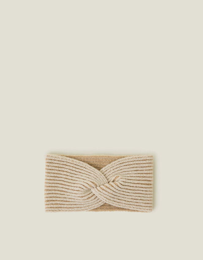 Twist Knit Bando Headband, Natural (NATURAL), large