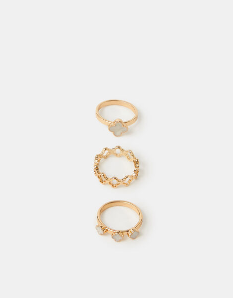 3-Pack Clover Rings, White (WHITE), large