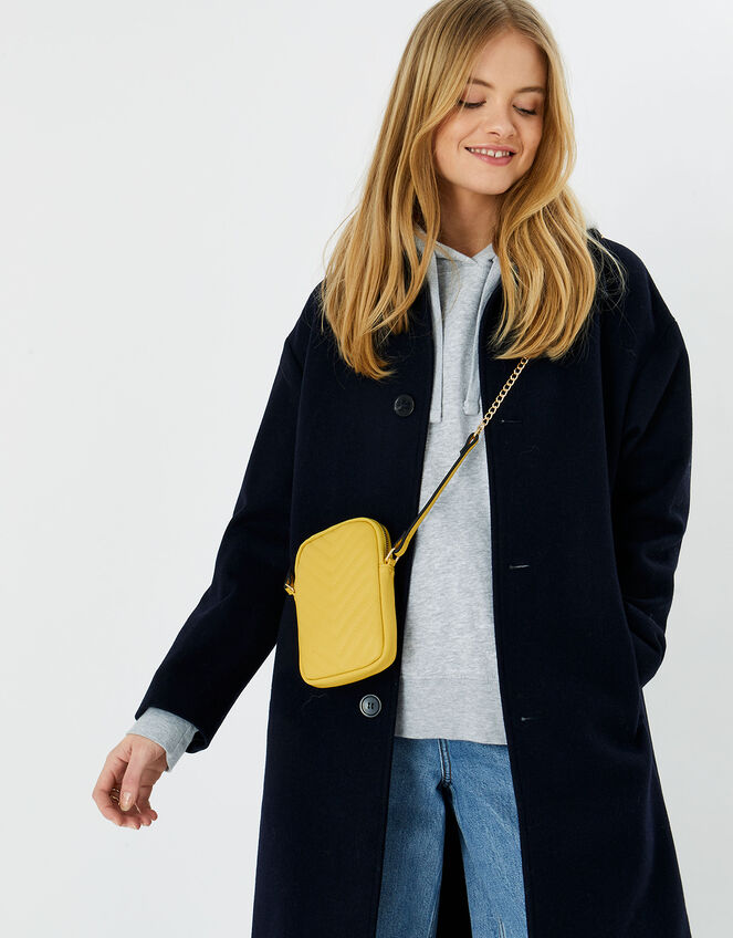 Quilted Phone Cross-Body Purse, Yellow (YELLOW), large