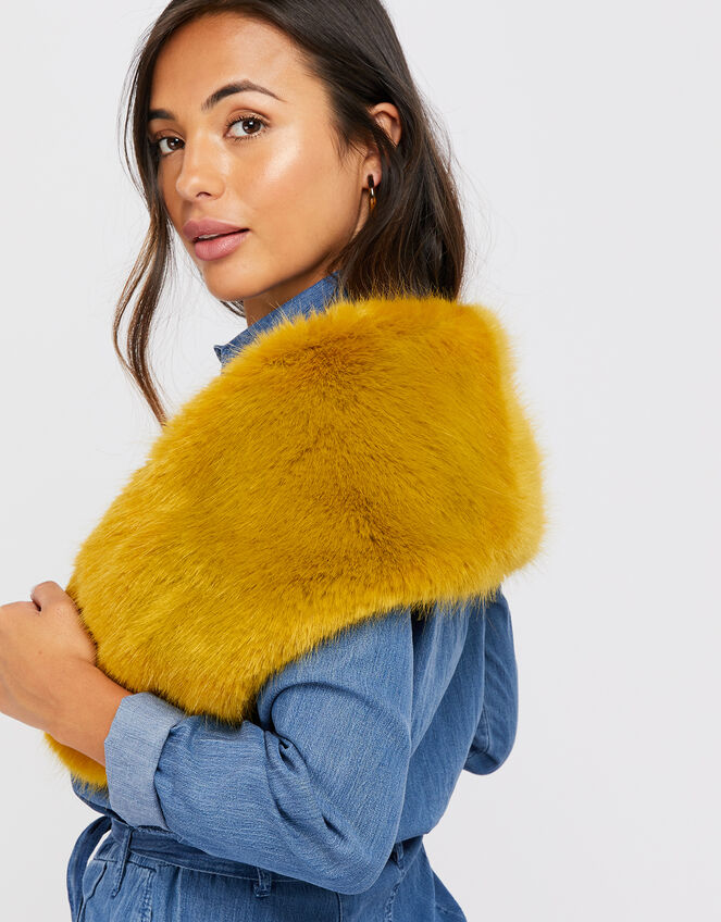 Faux Fur Tippet, Yellow (OCHRE), large