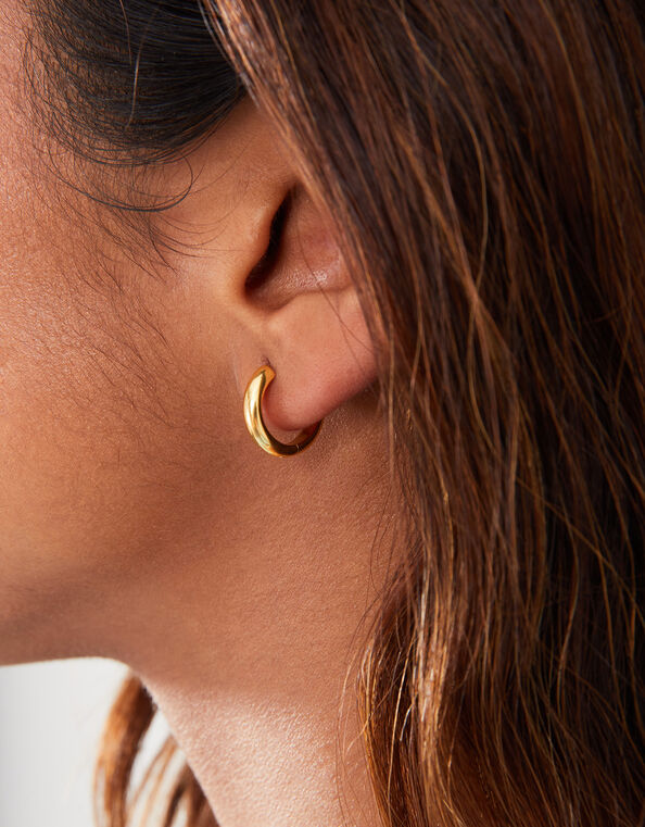 14ct Gold-Plated Huggie Hoops Set of Two, , large