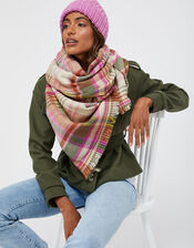 Ellie Reversible Check Blanket Scarf, , large