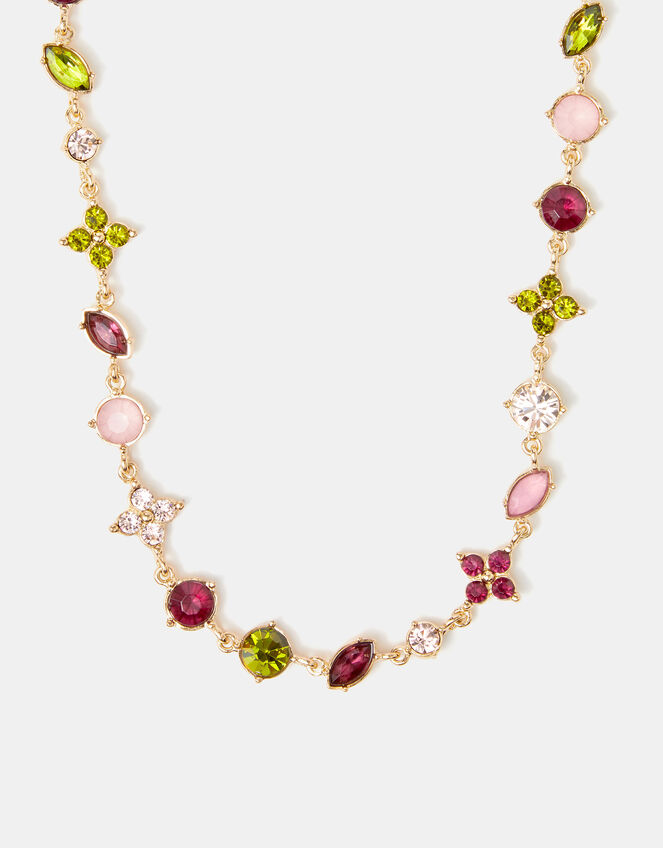 Eclectic Clover Gemstone Necklace, , large