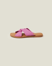 Metallic Leather Knot Sandals, Pink (PINK), large