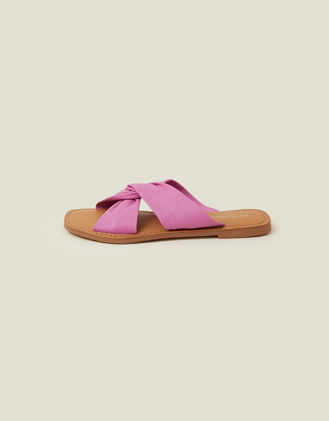 Metallic Leather Knot Sandals, Pink (PINK), large