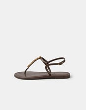 Cluster Jewel Strap Sandals, Brown (CHOCOLATE), large