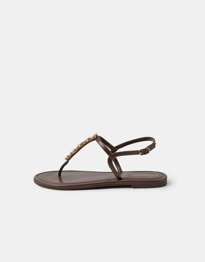 Cluster Jewel Strap Sandals, Brown (CHOCOLATE), large