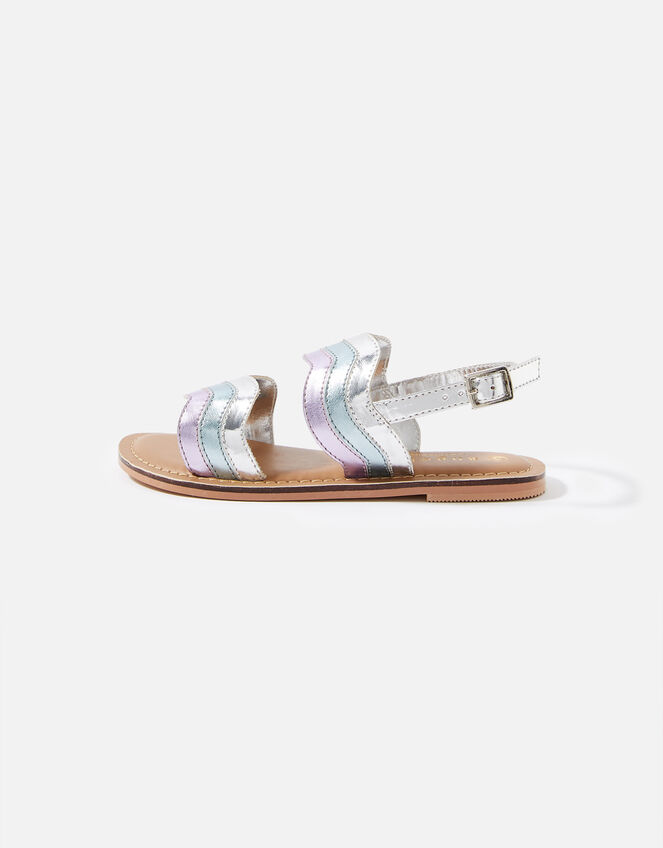 Girls Wavy Metallic Sandals, Metallic (METALLICS), large