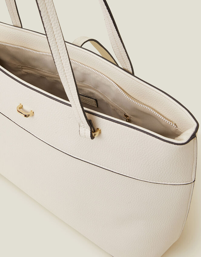 Large Faux Leather Tote Bag, Cream (CREAM), large