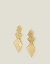Brushed Diamond Drop Earrings, , large